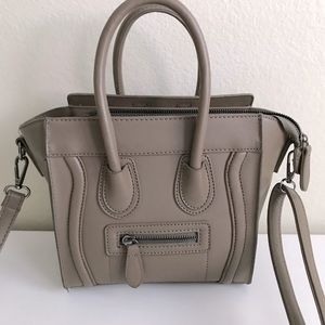 Crossbody top handle satchel taupe handbag